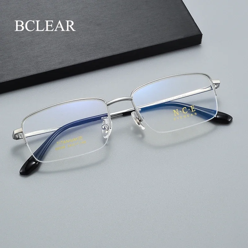 

BCLEAR Titanium Classic Business Men's Square Frames Myopia Reading Glasses Can be Ordered With Customized Prescription Glasses