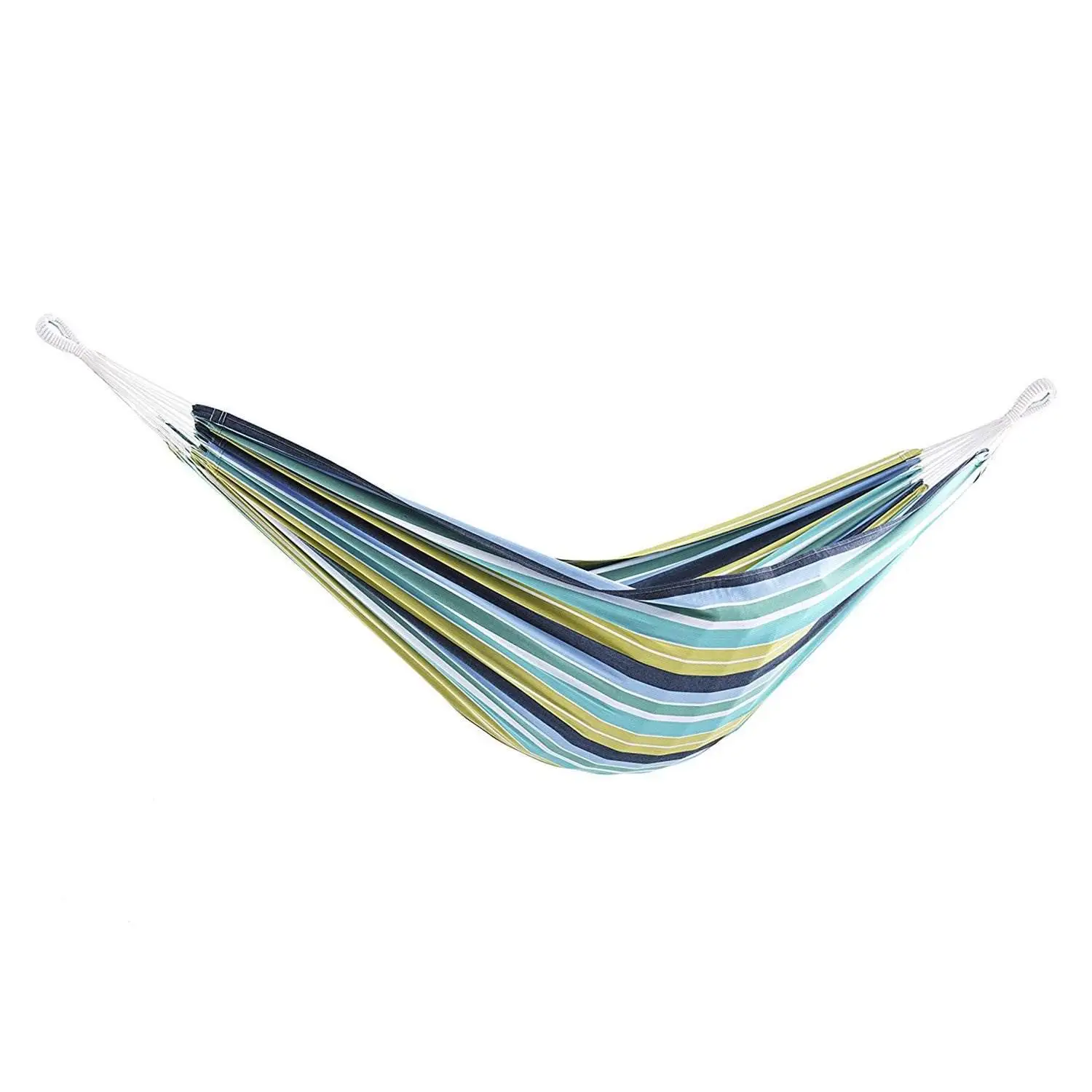 Brazilian Style Double Outdoor Cotton Hammock with Carry Bag, Cayo Reef