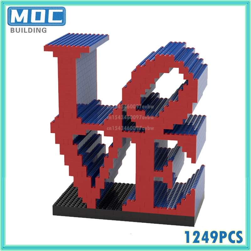 MOC Building Blocks Philadelphia Love Statue Gift Loving Heart Lovers Couple Statue Model  Brick Toy Children Birthday Toys