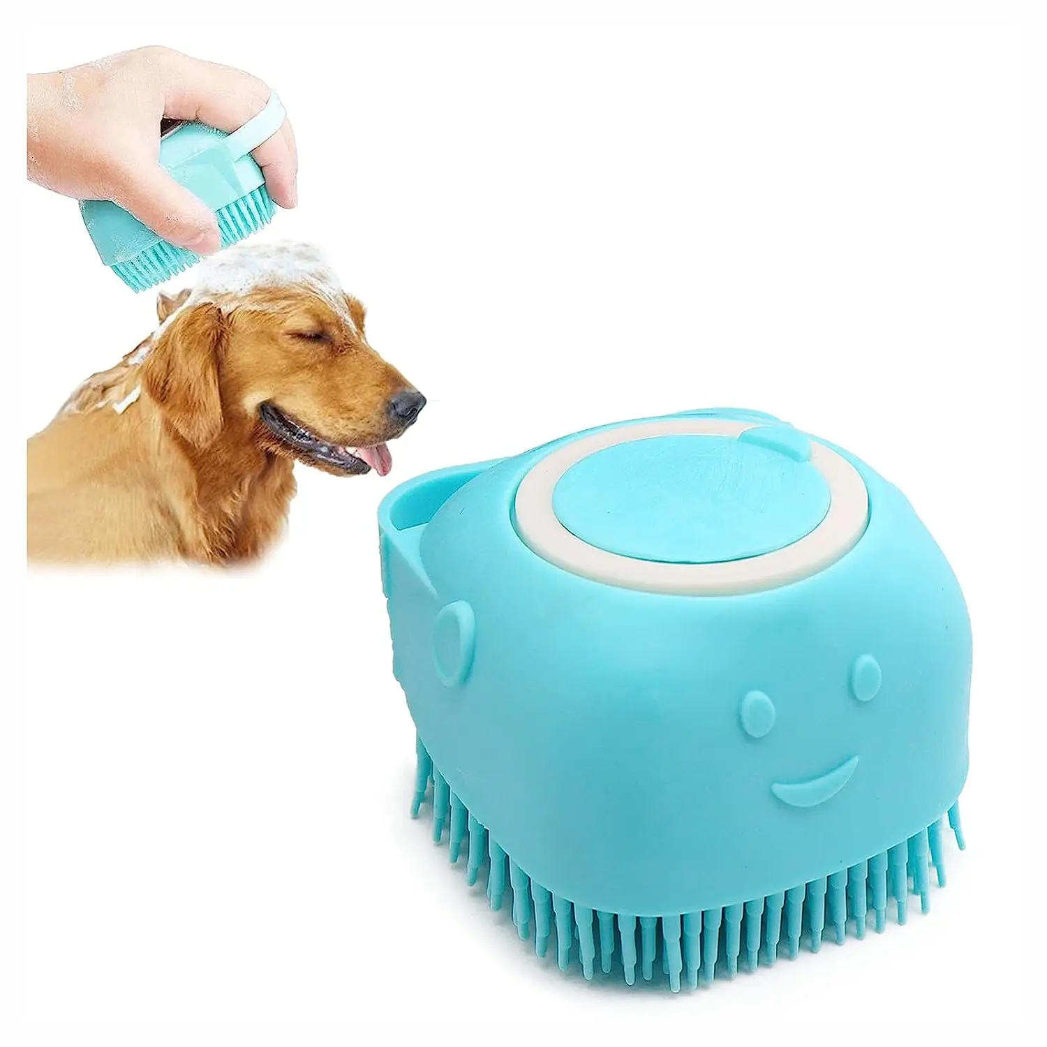 

Silicone Scrubber for Dogs and Cats, Pet Bathing Brush, Shampoo, Massage Dispenser, Short and Long Haired, Washing