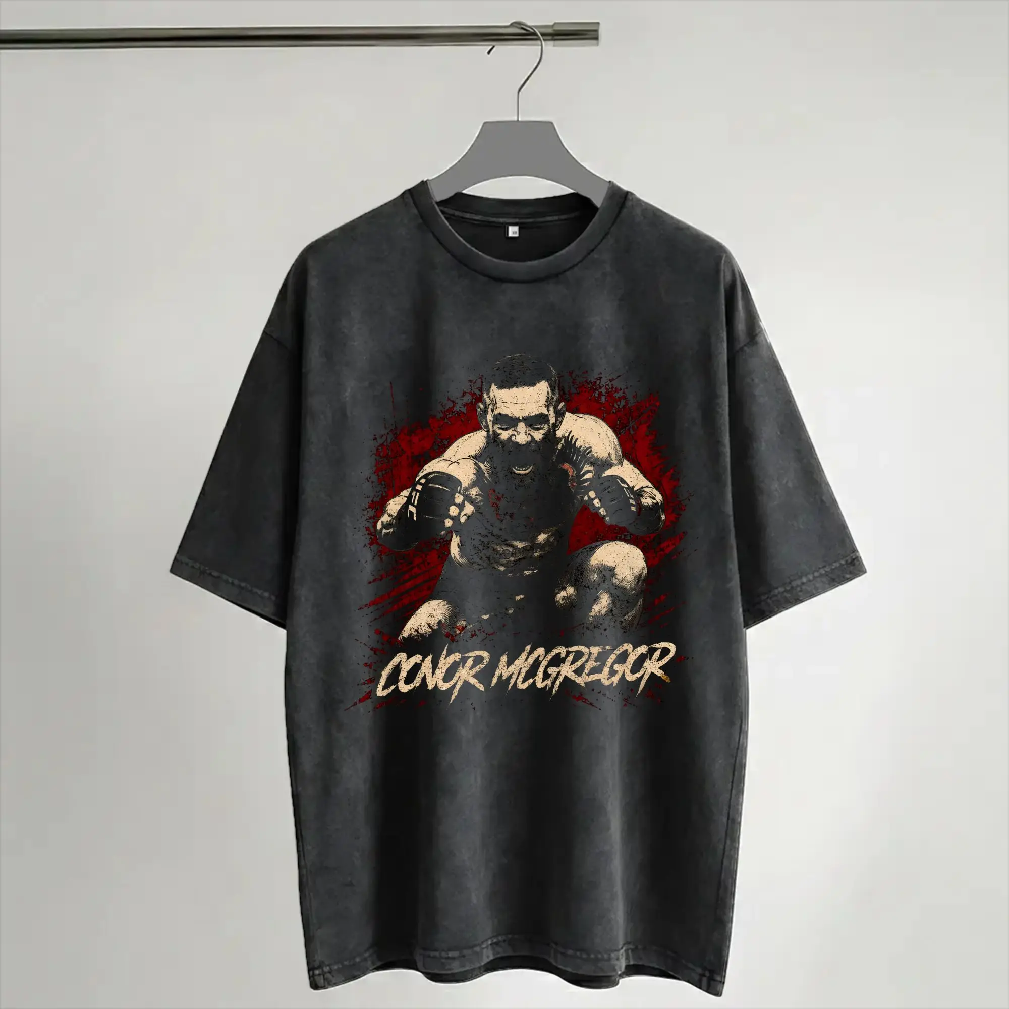 Connors Mcgregors Roaring Fighter T Shirt Hip Hop Washed Short Sleeve Oversize T-Shirt  Novelty Men Women Streetwear Summer Tees