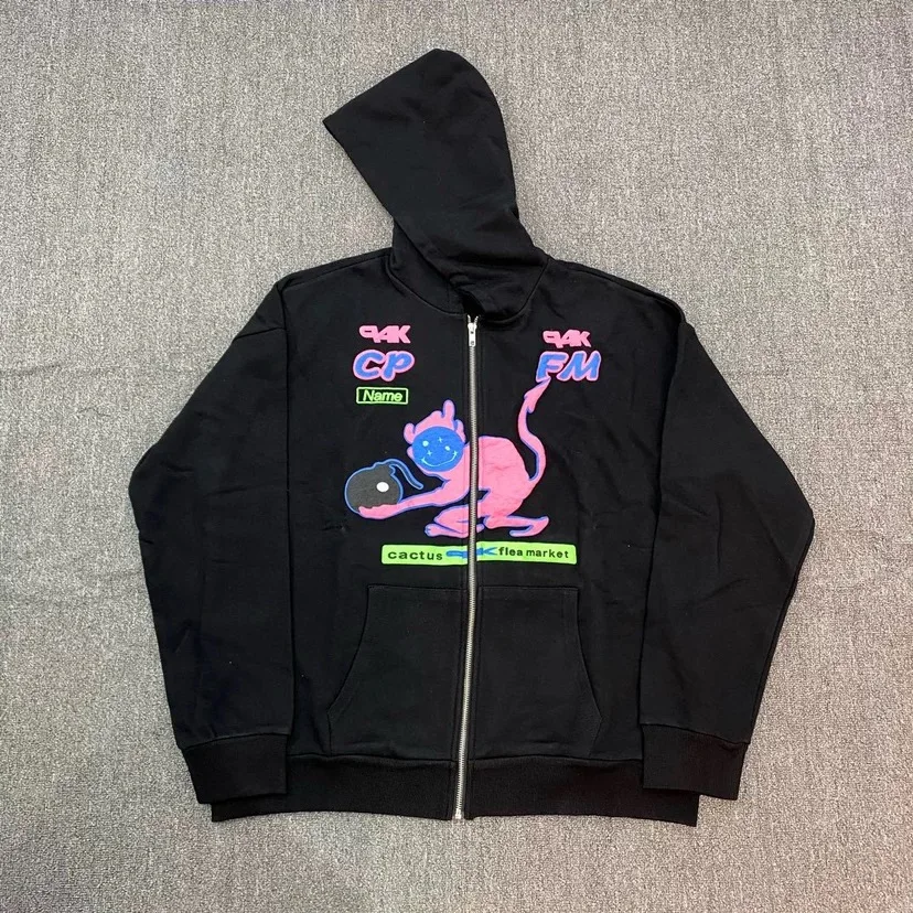 

Phileas CPFMXYZ P4K Zipup Hoodie 3D Pattern ex Hooded Zipper Sweatirt Cotton Stand Fit Long Sve Warm Cardigan