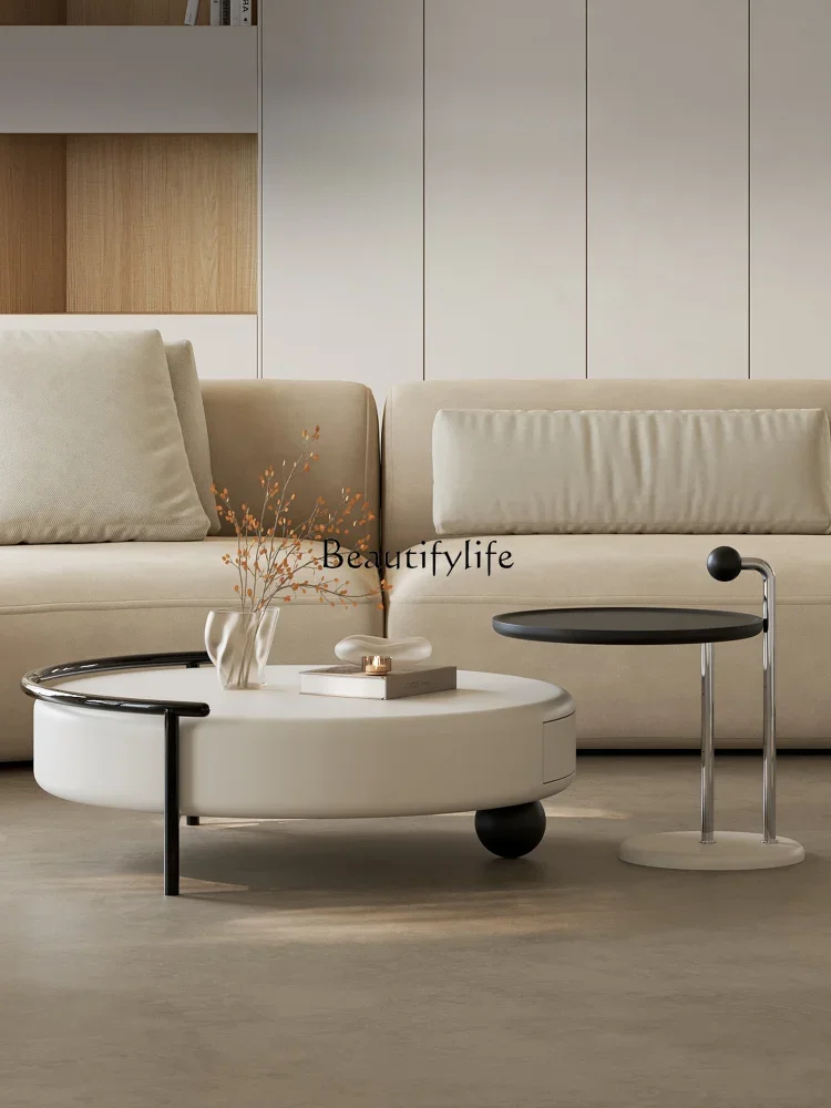 Italian Minimalist Creative Coffee Table Combination High-Grade Small Apartment Storage Stainless Steel