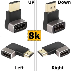 Haakse Hd 2.1 Adapter Mannelijke Naar Vrouwelijke L-Vorm Extender Koppeling Ondersteuning 8K @ 60Hz/4K @ 120Hz Hdr Voor Hdtv Projector Laptop Pc
