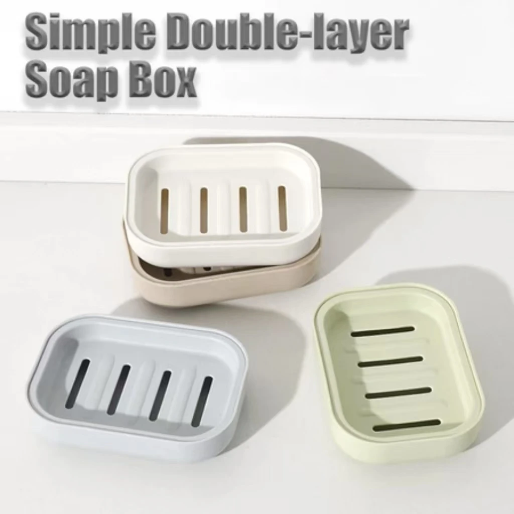 

Двойная квадратная пластиковая коробка для мыла для ванной комнаты с крышкой, сливная коробка для мыла, пыль, влажность, бытовая раковина для ванной комнаты, держатель для мыла