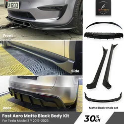 Body Kits 2023 Matte Black Fast Aero Front Bumper Lip Sdie Splitter Rear Diffuser Spoiler For Tesla Model 3 Y 2017- 2023