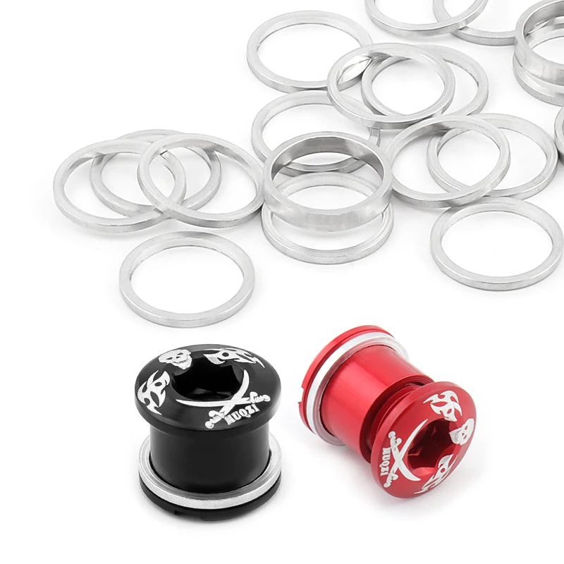 MUQZI 10pcs Chainring Bolt Spacer 1mm 2mm Bike Single Double Chainring Screw Washer O Ring