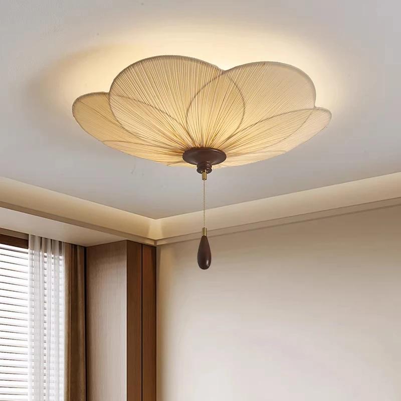 

Wabi-Sabi Style Retro Flowers Fabric Ceiling Lamp For Home Decor Bedroom Lamps Lighting Dining Tea Room Lights Lustre Fixtures