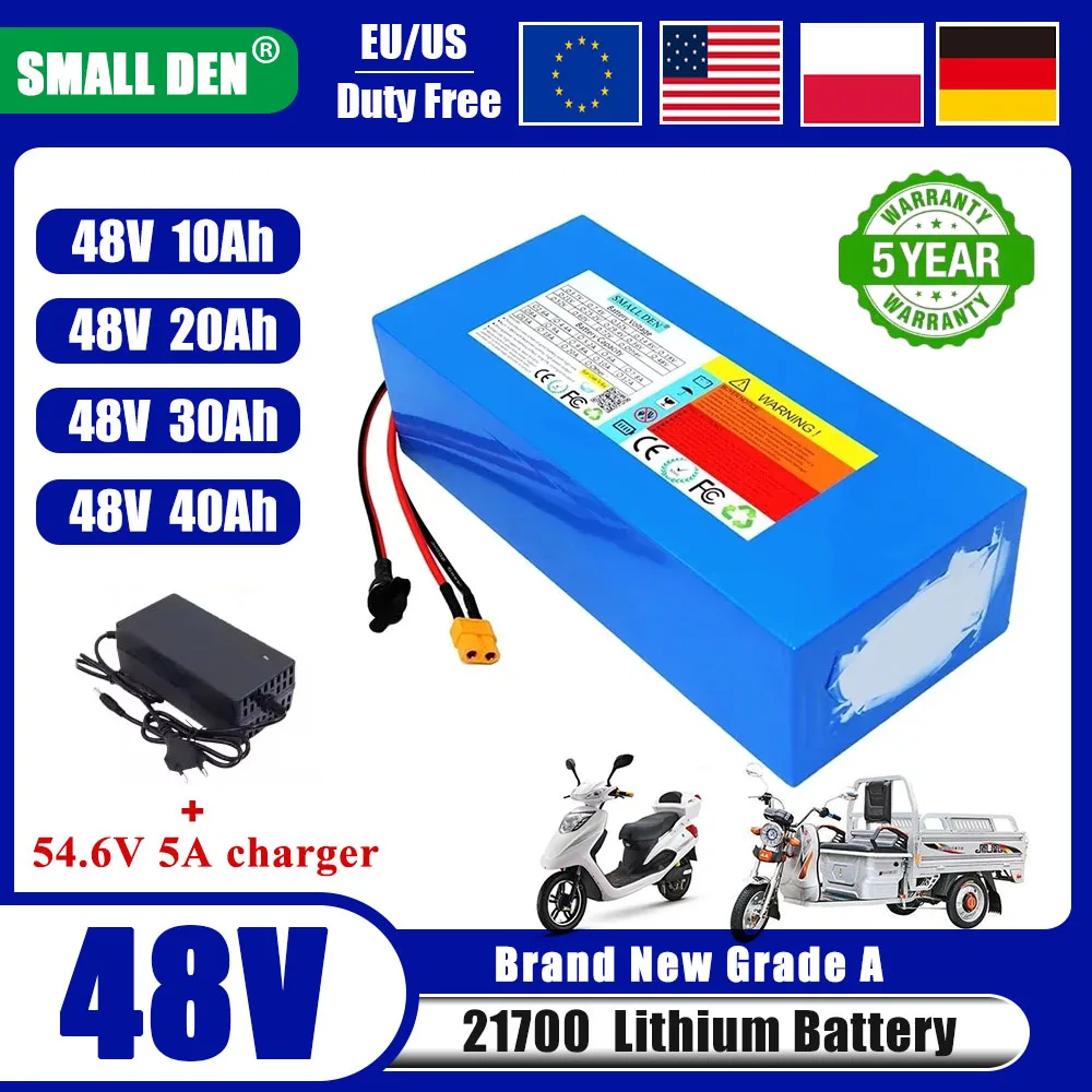 

48V 10Ah 20Ah 30Ah 40Ah 21700 Lithium battery pack 2500W With BMS For Motorcycles, bicycles, tricycles rechargeable batteries