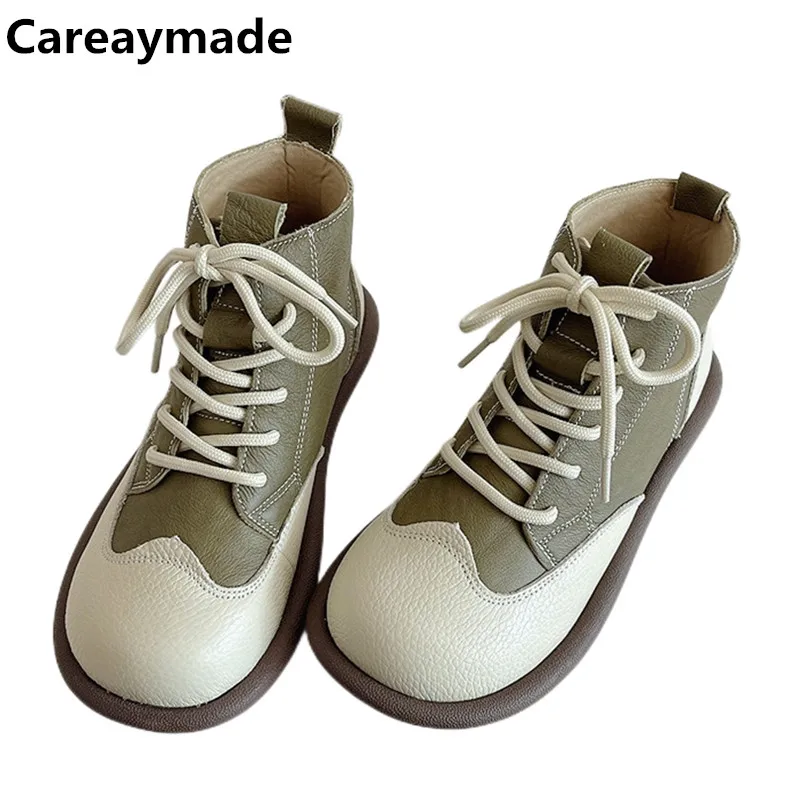 Careaymade-stivali corti da donna comodi con suola morbida in vera pelle autunno inverno scarpe da donna stivali Casual originali fatti a mano