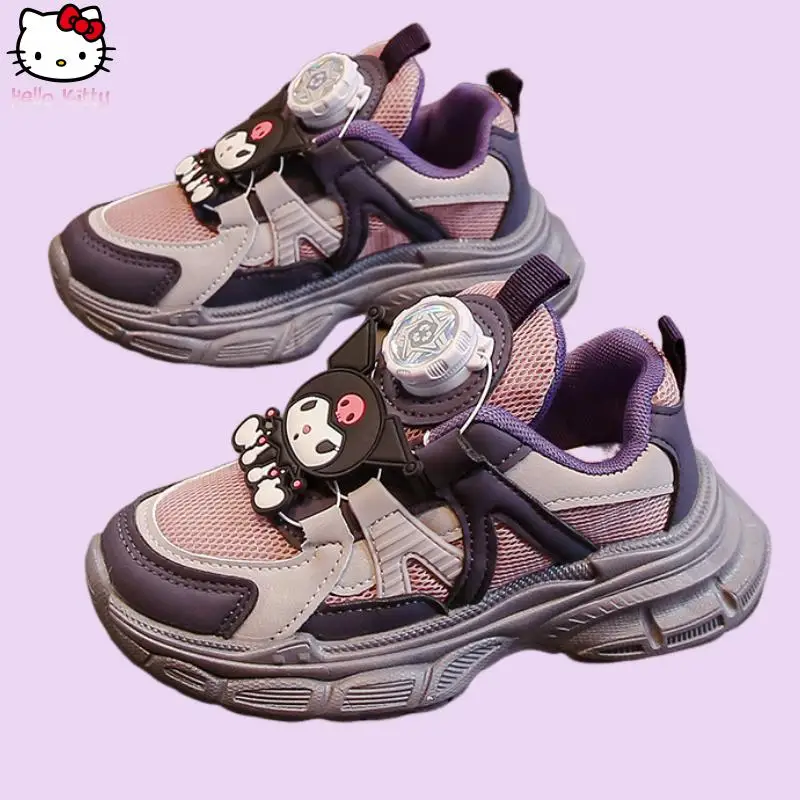 

Кроссовки для девочек в стиле аниме Sanrio Kuromi, кавайные осенне-зимние детские кроссовки с героями мультфильмов, теплая беговая обувь с мягкой подошвой, удобная повседневная обувь