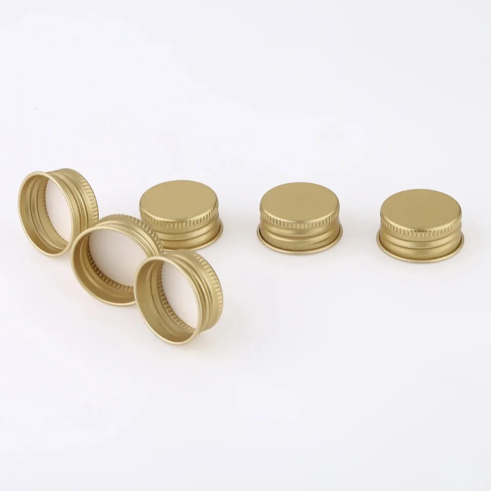 50pcs Aluminum Threaded Caps Lids 18/20/24/28mm Glass Bottles Fresh-Keeping Kitchen Container Lids Cosmetic Bottles Replacements