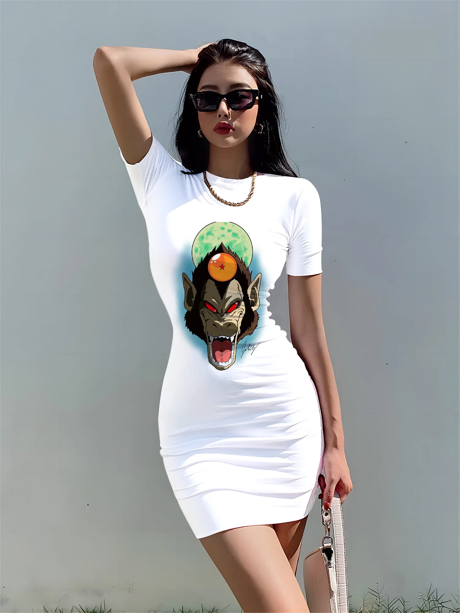 Cartoon Sexy Goku Vegeta Elegant Dresses for Women Dragon Ball Z Fashion New Y2k Dress Zevity Woman Summer 2024 Sensual Bodycon