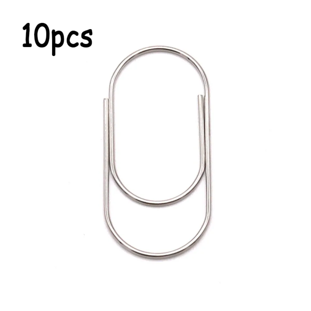 10pcs Stationery Large Wide Paper Clips 50mm Durable Large Size Paper Clips Rose Gold Simple Kawaii Photo Paper Clip Student