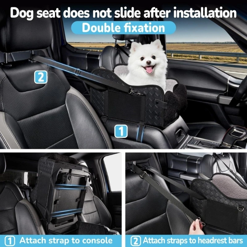 Center Armrest Pet Bed with Soft Inner Pad and Surrounding Border, Wraparound Attachments, Interior Metal Clip and B03E