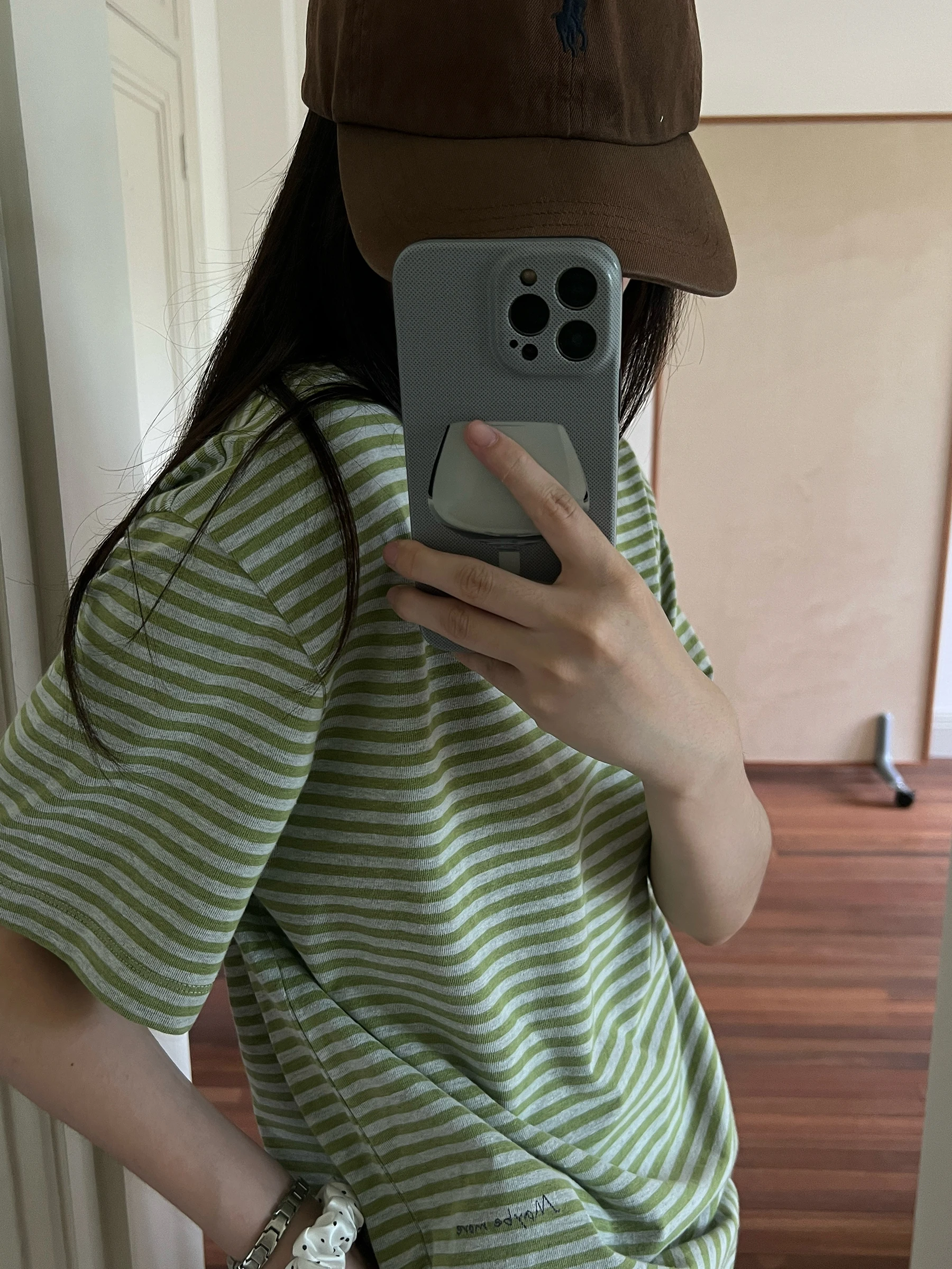 

Женская футболка POXFFEE с коротким рукавом, в полоску, базовый слой, дизайнерская модель, лето 2025, смесовый хлопок, влагоотводящая, круглая горловина