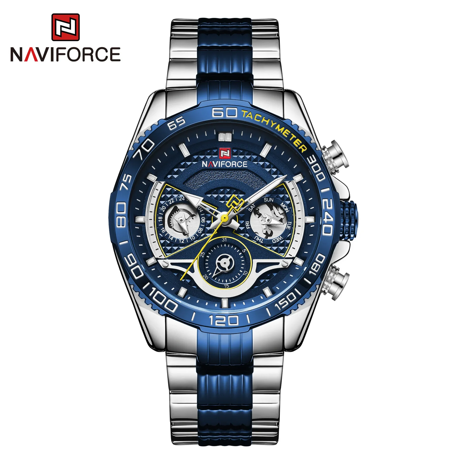 

NAVIFORCE9185 Men's Watch Six Pin Steel Belt Watch Calendar Sports