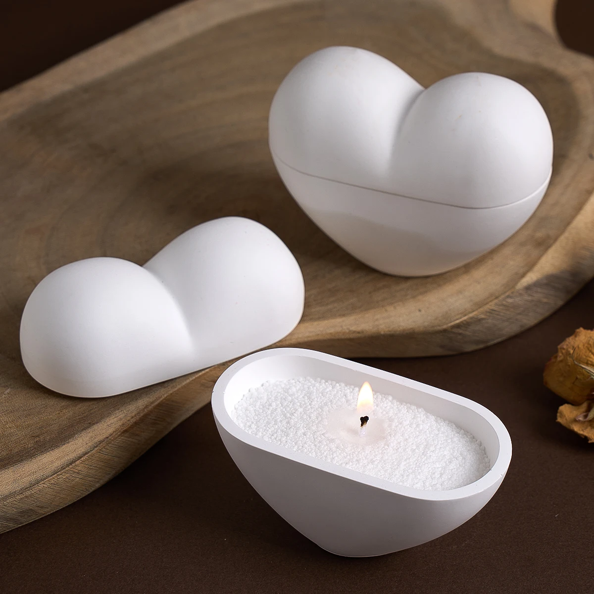 

3D Love Candle Jar Silicone Mold DIY Valentine's Day Heart Craft Gift Box Jewelry Vessel Concrete Molds Home Decor Supplies