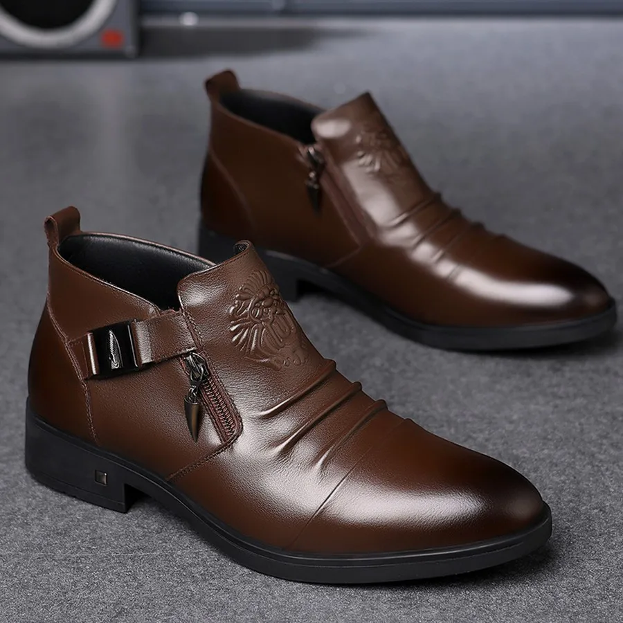 Herren Chelsea Boots in Übergröße, mit seitlichem Reißverschluss, runder Zehenpartie, lässige Stiefeletten für den Alltag und Winteranlässe – Detail 4