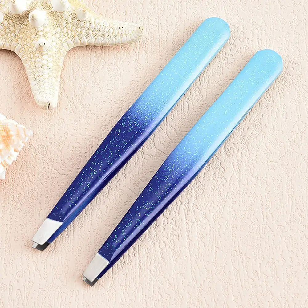 ที่หนีบคิ้วสแตนเลสแฟชั่น อุปกรณ์เสริมความงาม ที่หนีบคิ้วแบบแบนและเฉียง กำจัดขนหน้า กำจัดขนเครา สำหรับผู้หญิง