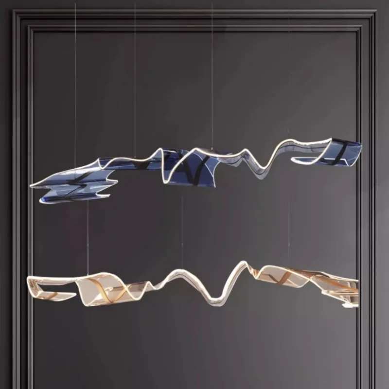 

Modern minimalist shaped ribbon pendant light cashier bar villa tea room art bar counter restaurant pendant light