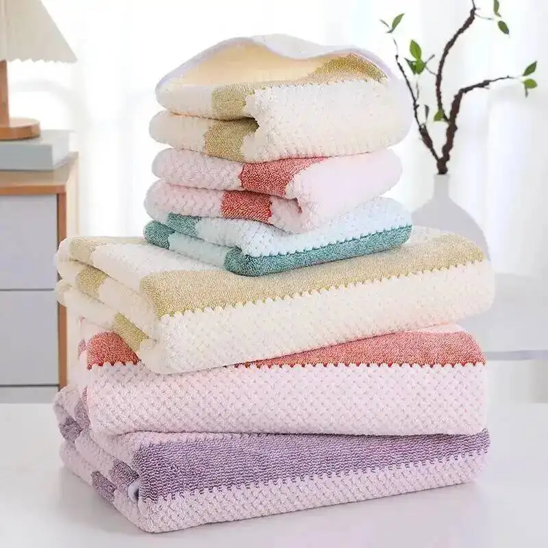 Set di asciugamani con motivo a righe da 1 pezzo per bagno Asciugamano morbido per il viso Asciugamano da bagno Asciugamani assorbenti ad asciugatura rapida