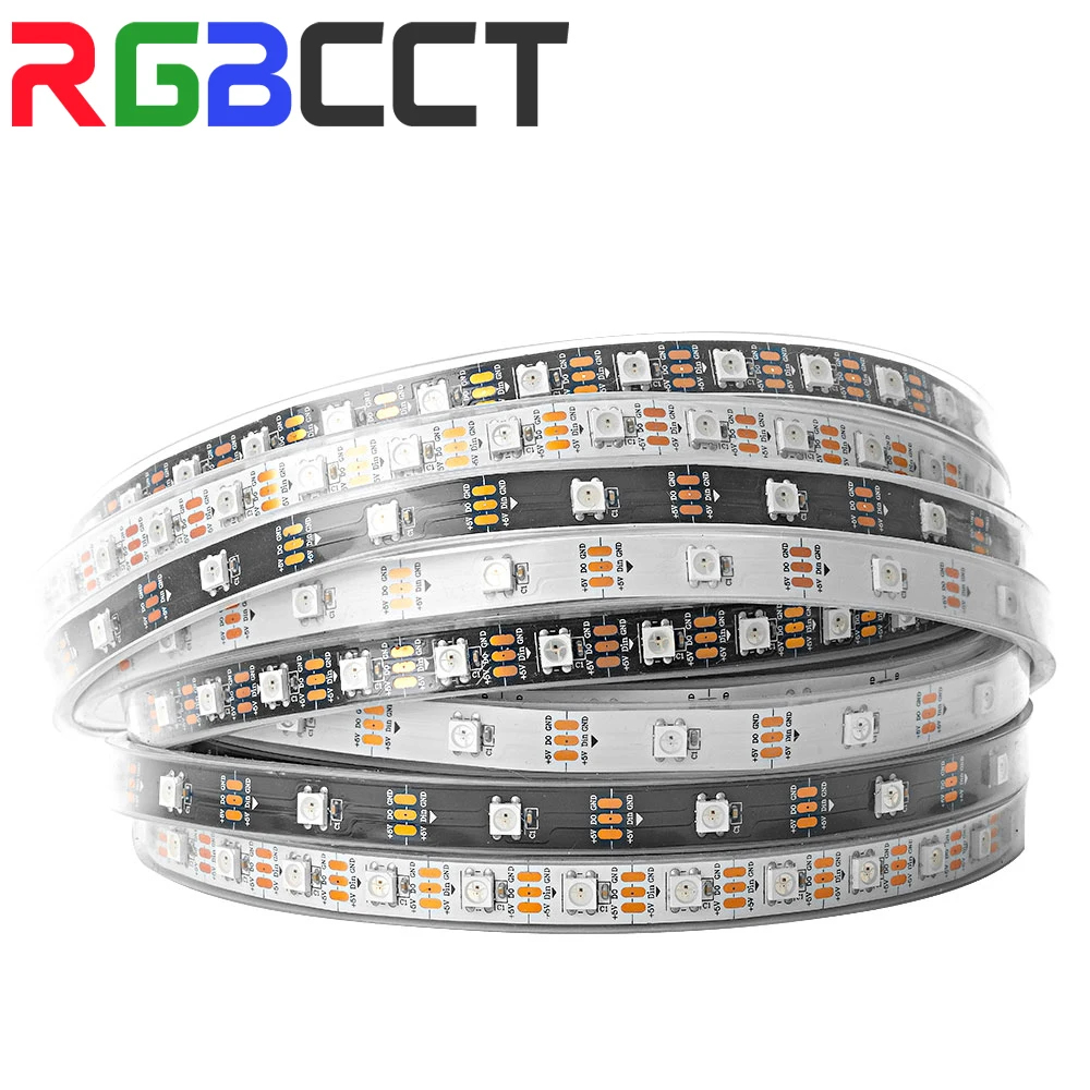 WS2812B LED Strip WS2812 Smart RGB Led Light Strip 1m 2m 3m 4m 5m 30 60 100 144 pixels leds/m Black White PCB IP30 65 67 DC5V