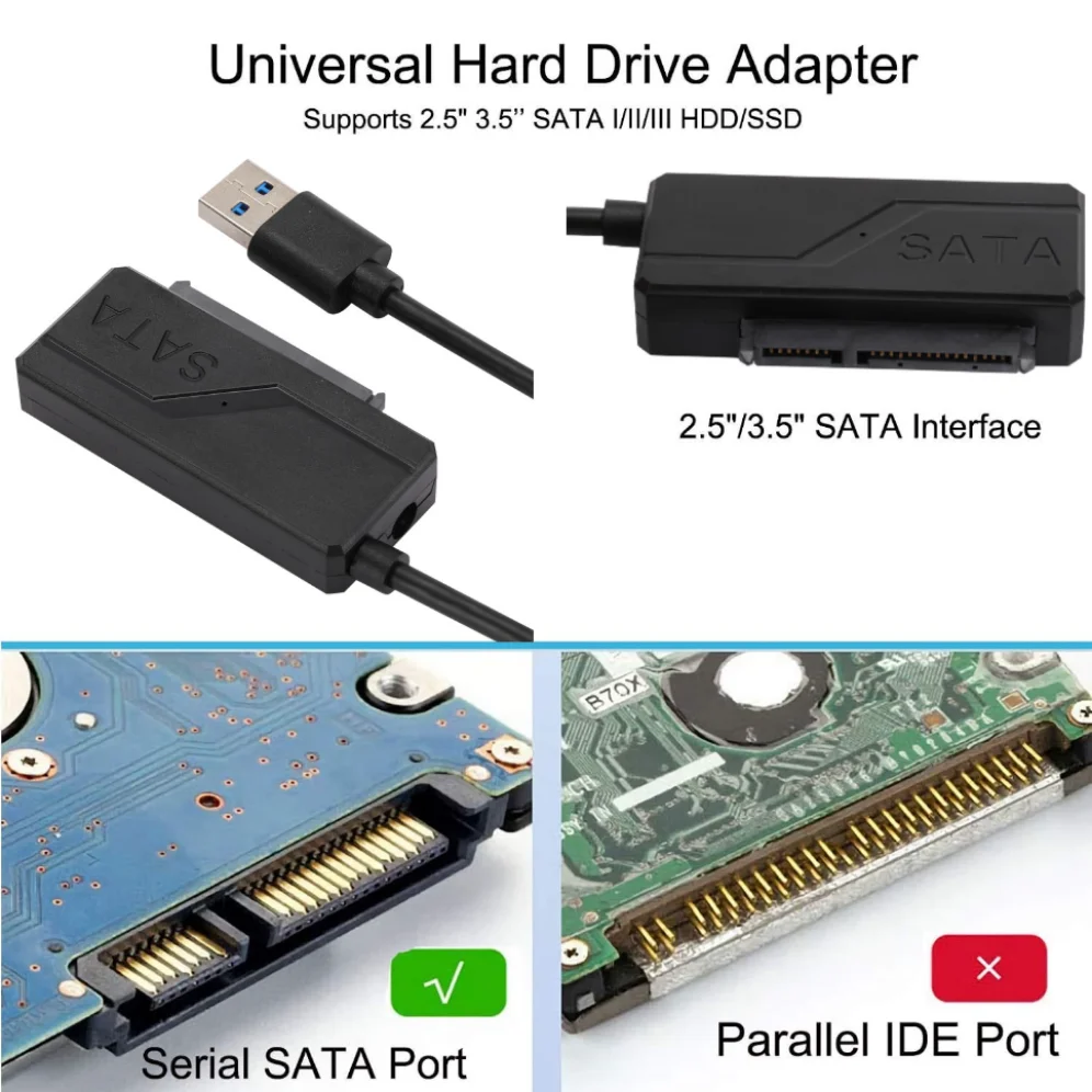 USB SATA III Cable Sata To USB 3.0 Adapter ความเร็วสูง5Gbps ข้อมูลสายเคเบิลสำหรับ2.5/ภายนอก3.5นิ้วฮาร์ดดิสก์ SSD