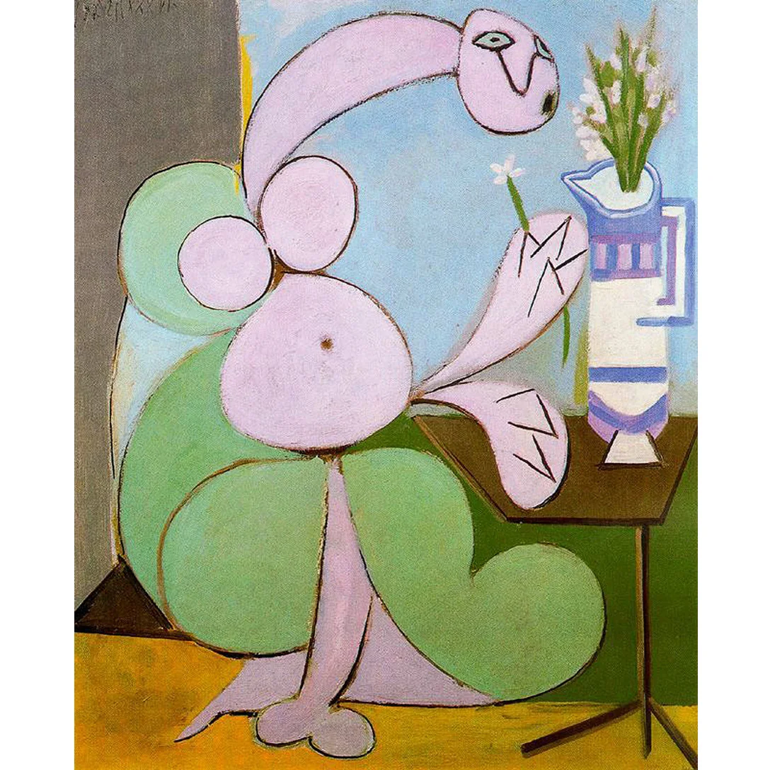 

Pure Hand painted Famous Painting Woman with bouquet By Pablo Picasso Modern Wall Art Canvas for BedRoom Decor Free Shipping