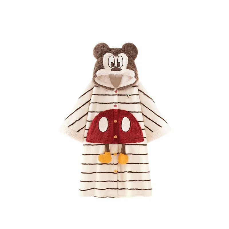 ديزني لطيف ميكي منامة مقنعين الكرتون ثوب النوم لينة المرجان الصوف سميكة المنزل مريحة الخريف الشتاء الدافئة ملابس خاصة #6