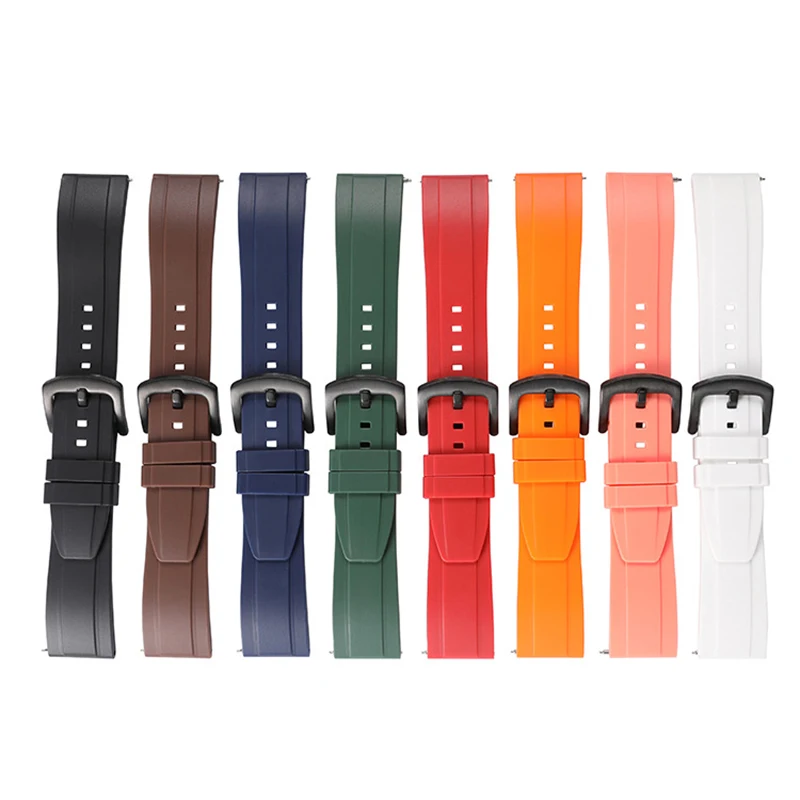 Strap Fluororubber TPU Universal 20mm 22mm Quick Release Sports band Smart Watch Accessories Bracelet UTHAI