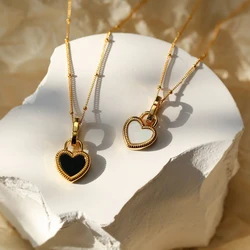 Vintage Double Sided Heart Pendant Necklace For Women Girl Clavicle Chain Choker New Fashion Trendy Jewelry Gift Party