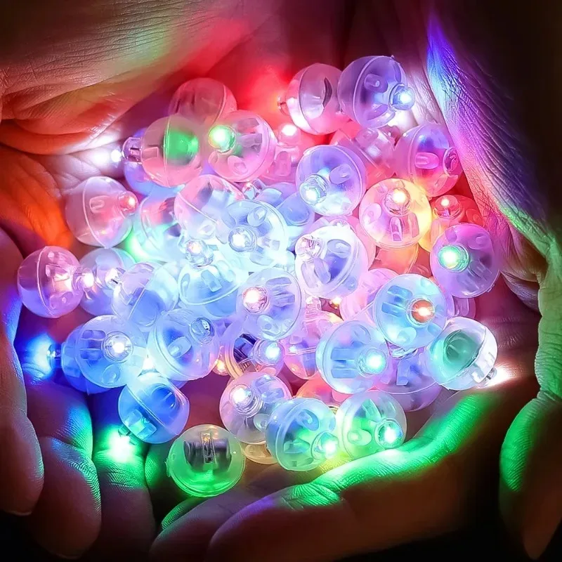 100/10Pcs LED Balloon Light Colorful Flashing Luminous Tumbler Ball Lantern Light for Xmas Wedding Party Decor Glow in The Dark