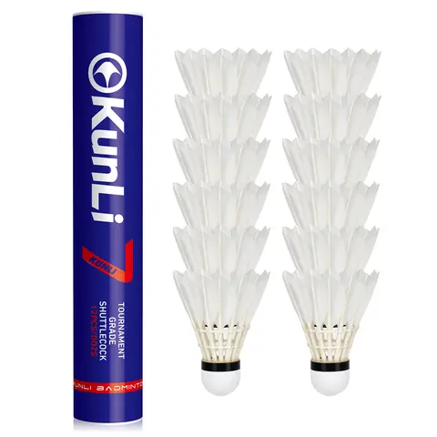 Kunli Badminton Shuttlecocks Duck Feather with Great Durability Stability for Professional Competition Or Training Indoor Sports