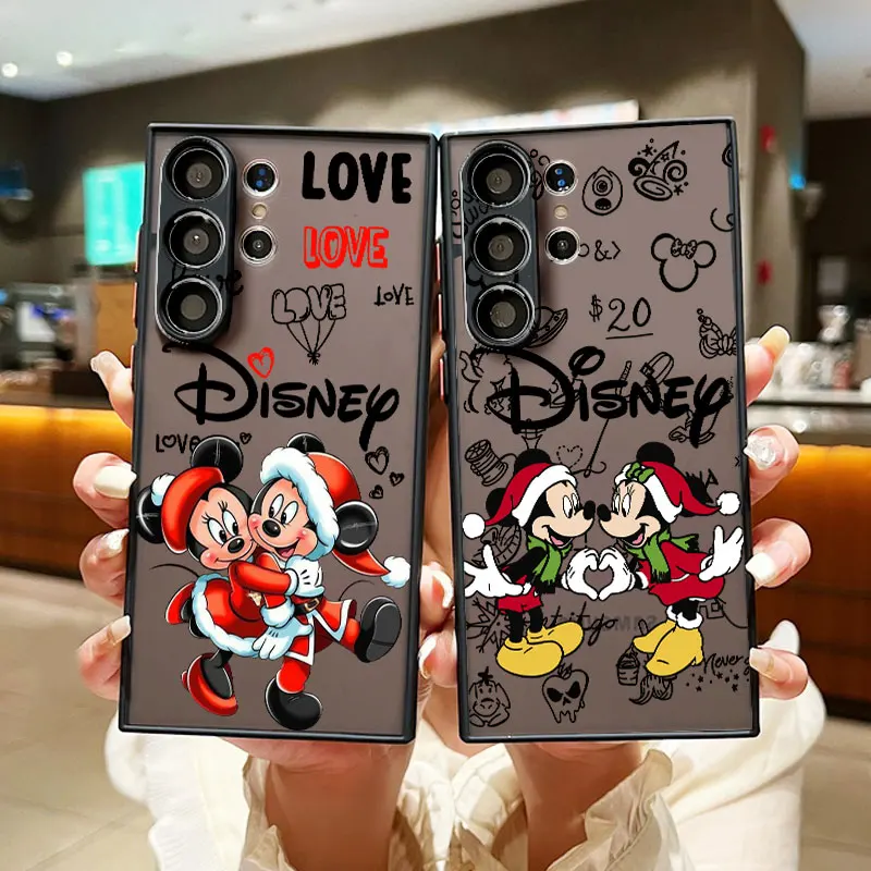

Christmas Disney Mickey Mouse For Samsung S24 S23 S22 S21 Ultra S20 FE S10 S9 Plus Lite 4G 5G Frosted Translucent Phone Case