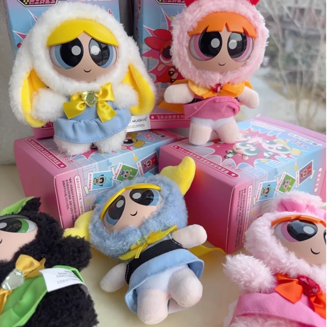 سلسلة مفاتيح من القطيفة على شكل وجه من الفينيل للفتيات من Powerpuff مع 3 ملابس قابلة للتغيير حقائب ظهر رسمية قابلة للجمع على شبكة الرسوم المتحركة