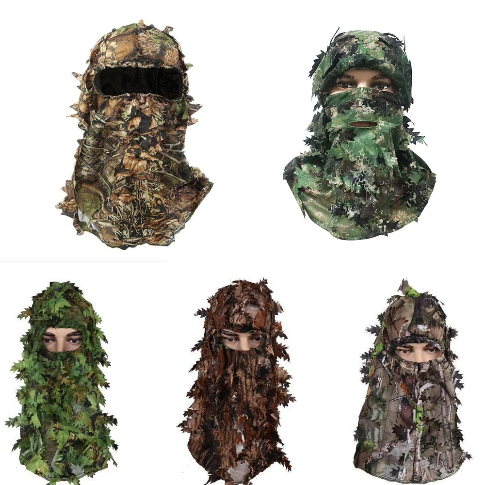 Ghillie Camouflage Leafy Hat 3D Full Face Mask Headwear Turkey Camo Hunter Hunting Accessories