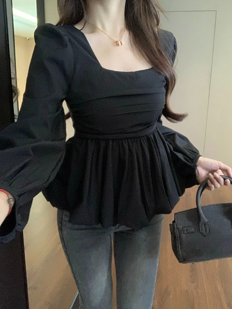 Camicie e camicette bianche da donna a maniche lunghe bellissime in promozioni Vendita di moda 2025 Elegante top corto da donna sociale Y2k