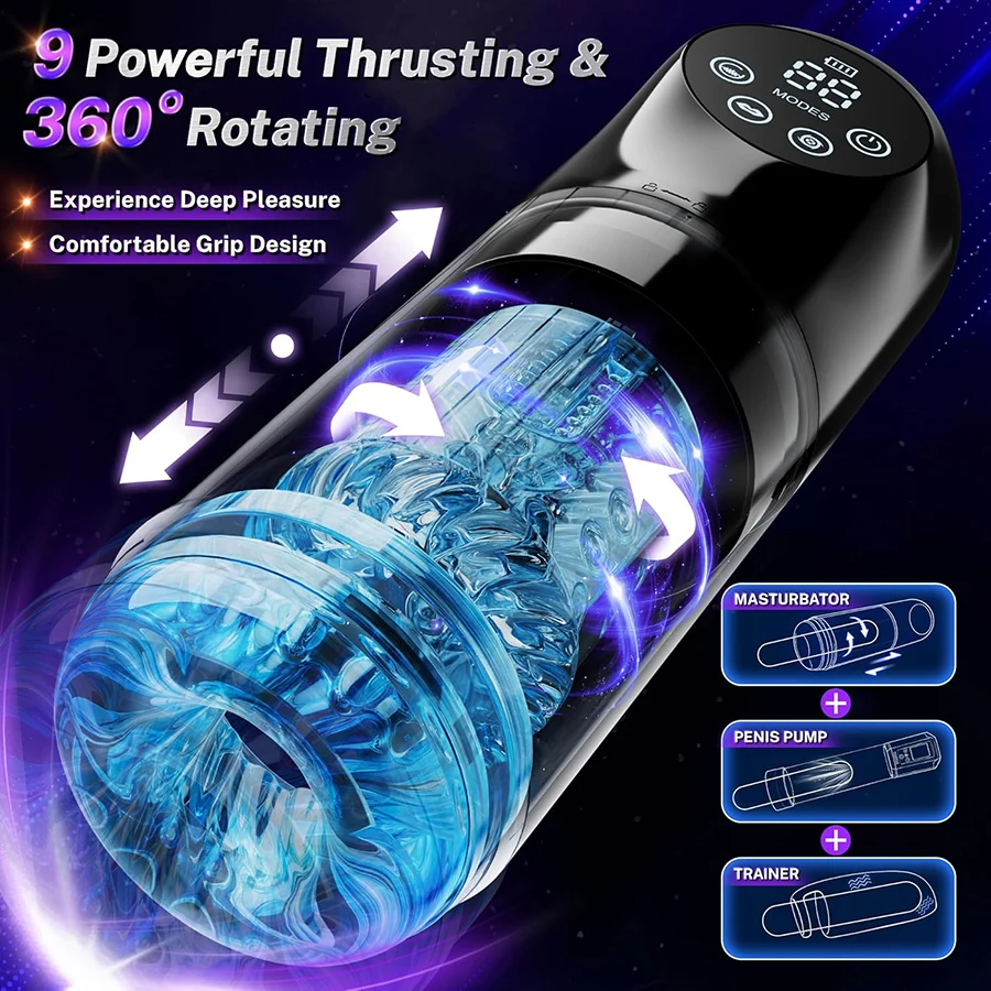 Automatic Thrusting Rotating Male Masturbator Licking Stroker Sucking Blowjob 100% Waterproof Pennis Pump Adult Sex Toys For Men - Image 2