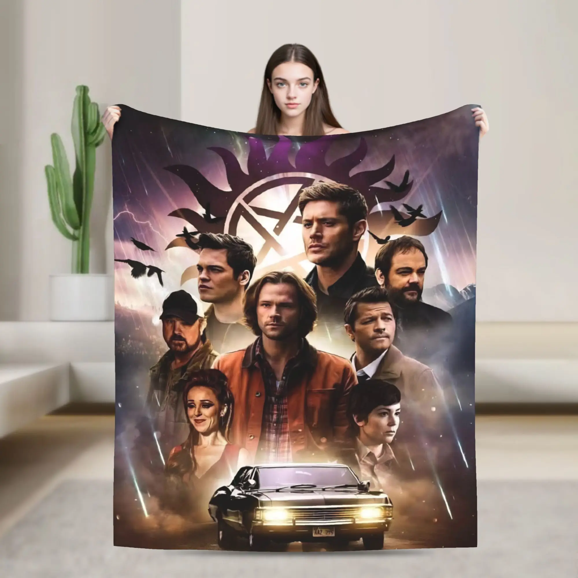 Supernatural  Knitted Blankets Dean Winchester  Flannel Throw Blankets Air Conditioning Decoration Ultra-Soft Warm Bedspreads