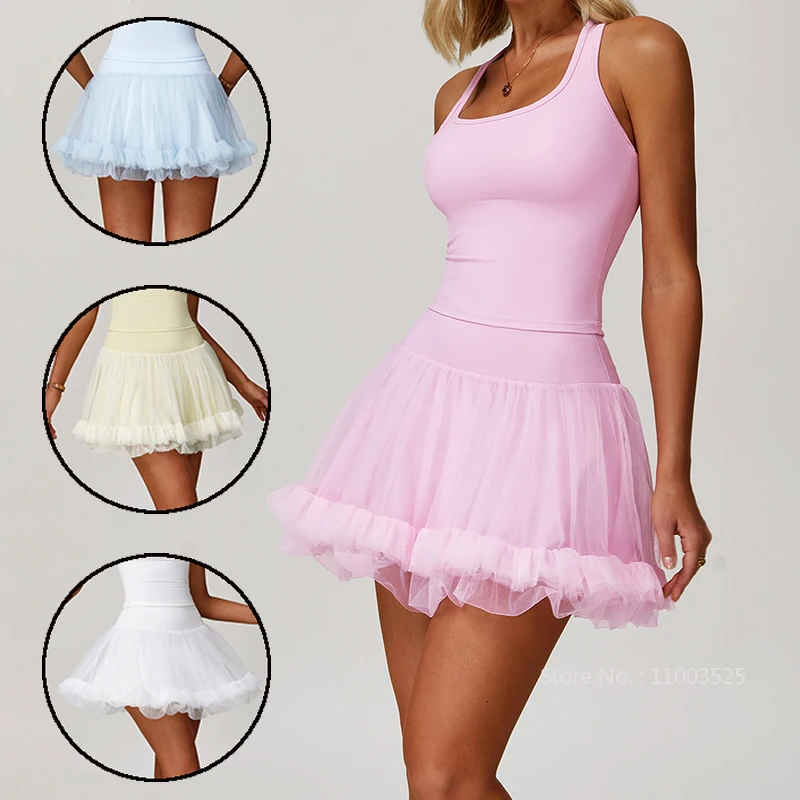 

Женская теннисная спортивная мини-юбка трапециевидной формы с высокой талией, женская винтажная теннисная юбка с рюшами, юбка-пачка с эластичной резинкой на талии и короткая юбка