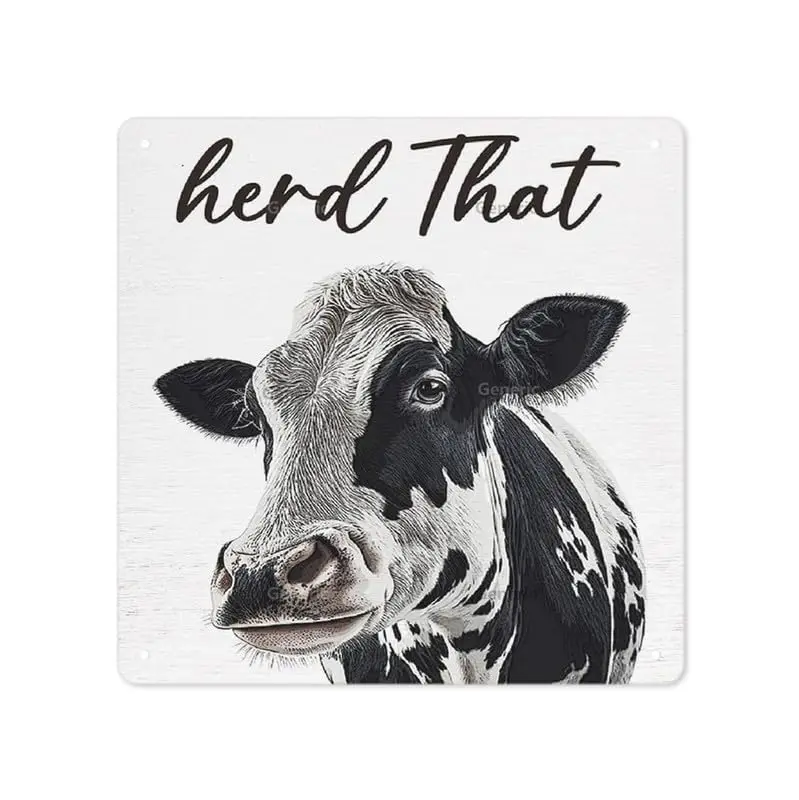 Bathroom Sign Herd That Cow Sign for Bathroom Toilet Restroom Home Decor,Farmhouse Bathroom Sign Metal Tin Sign Wall Decor 8 * 8