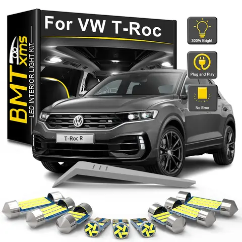 BMTxms 8Pcs LED Interior Light Bulb Kit For Volkswagen VW T-ROC TROC T ROC A11 2017 2018 2019 2020 2021 2022 2023 Lights Lamp