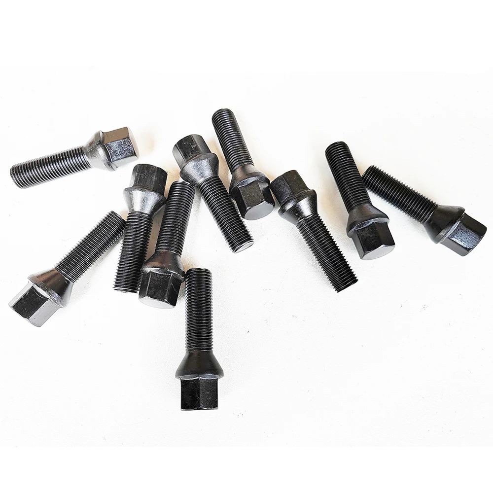 

10pcs Black/silver Cone Shape Tapered Wheel Bolt Locking Screws M14 X 1.25 M12 X 1.25 M12 X 1.5 M14 X 1.5 For BMW Vw Golf