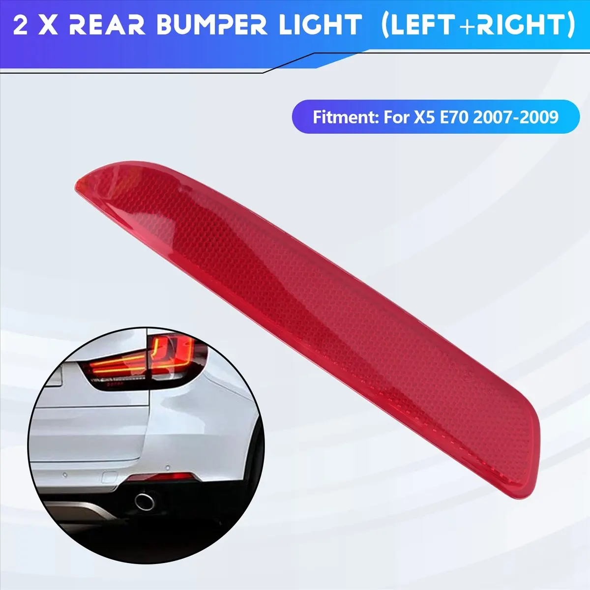 Stable- Car Rear Bumper Light Reflector Light Warning Tail Light for BMW X5 E70 2007 2008 2009 63217158949 63217158950