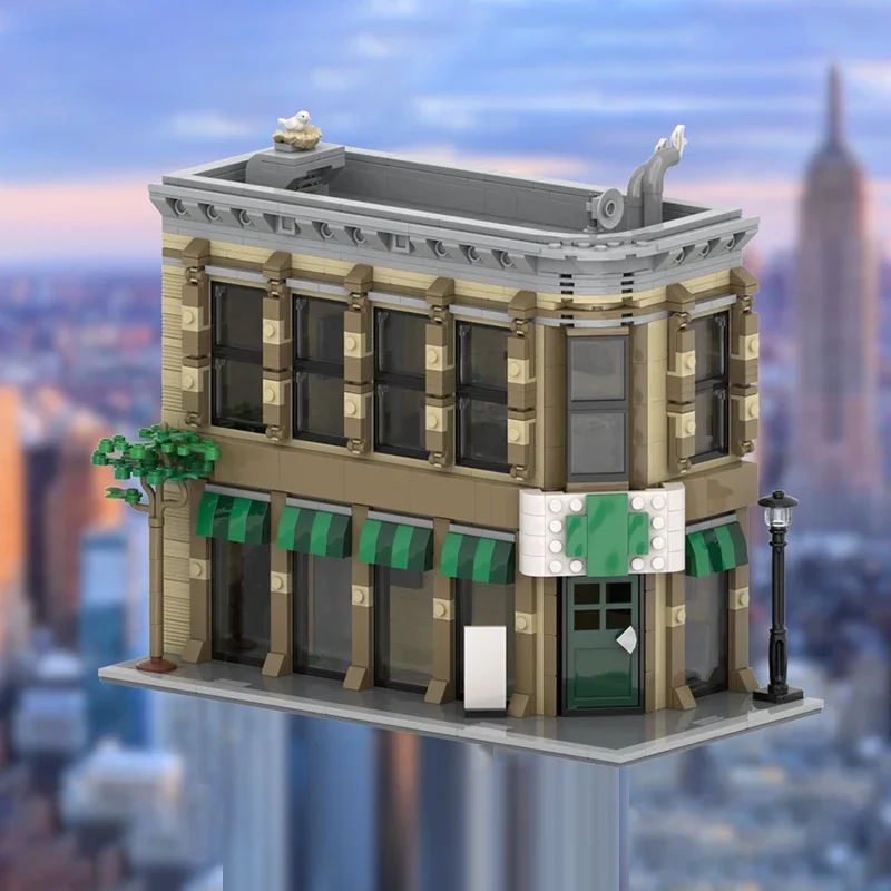 City Street View Model MOC Building Bricks Dispensary Corner Store Modular Technology Gifts Holiday Assemble Children Toys Suit