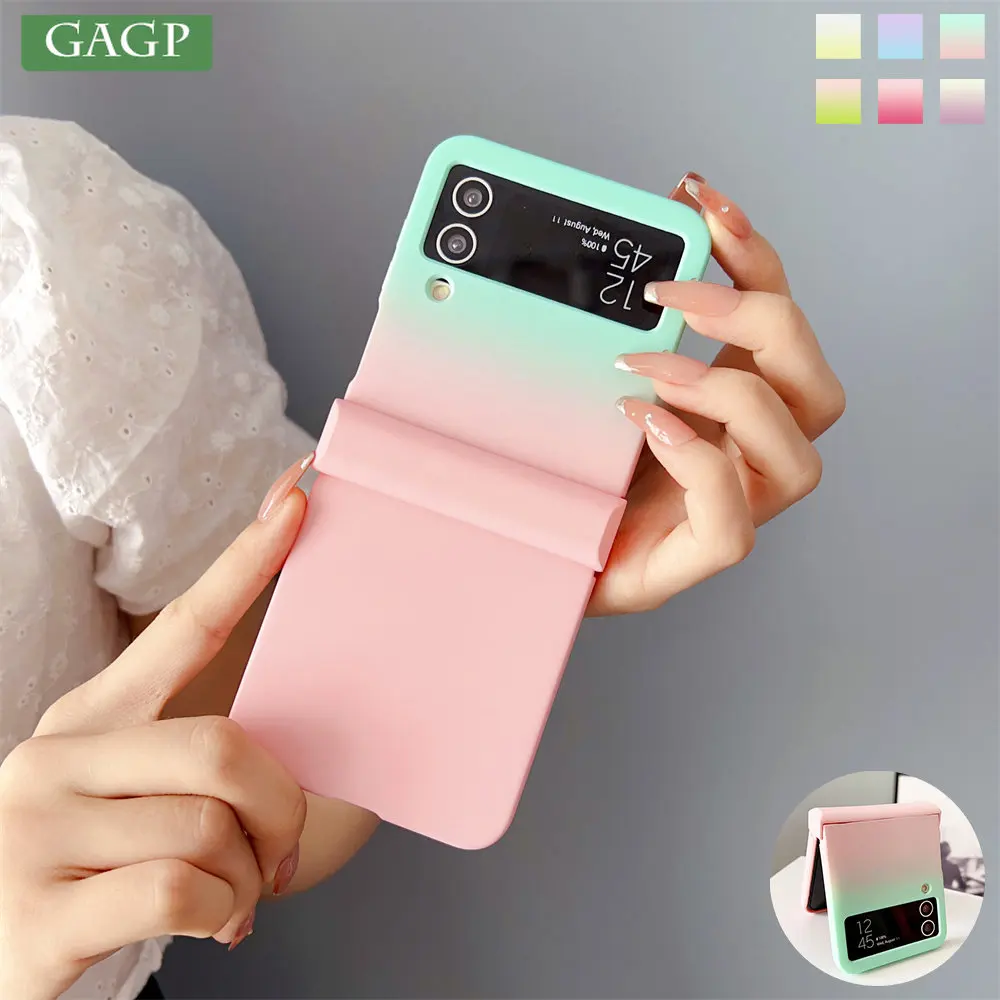 جراب هاتف قابل للطي متدرج كوري ، سيليكون ناعم ، مقاوم للصدمات ، حماية كاملة ، غطاء خلفي لهاتف Samsung Galaxy Z Flip 3 ، 4 ، 5 ، 6