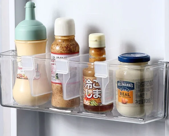 

4pc Refrigerator Storage Partition Board Shelf Plastic Separating Divider Clip Home Fridge Side Door Food Bottle Shelf Organizer