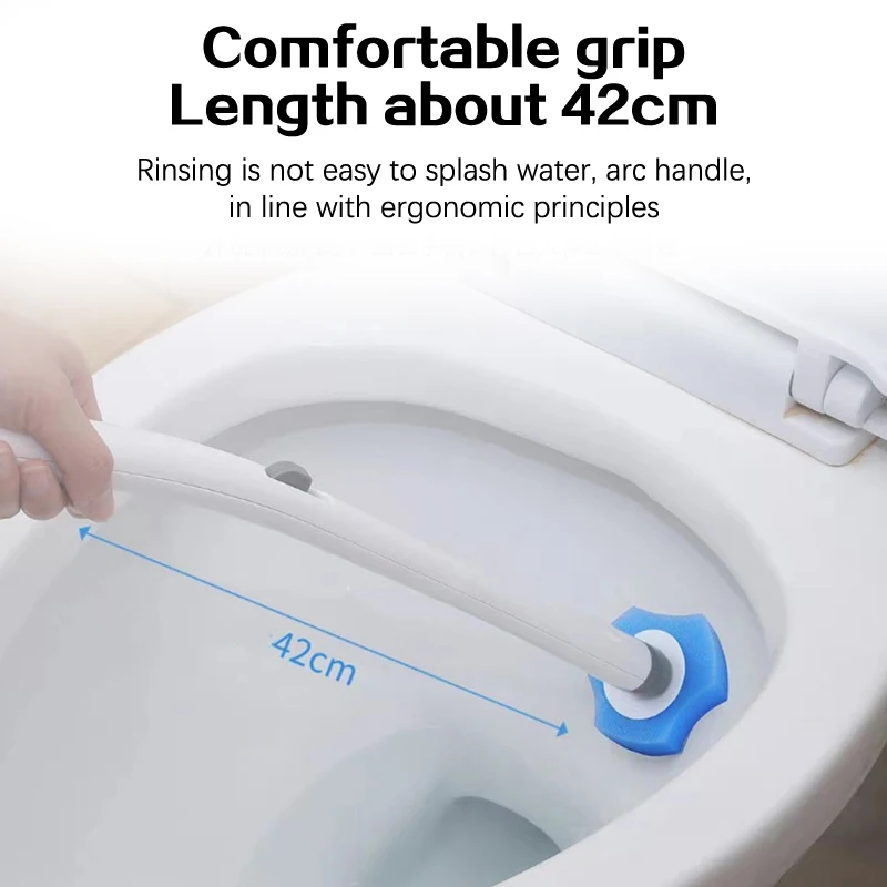 5 Pcs Disposable Toilet Brush Cleaning No Dead Space Household Bathroom Accessories Long Handle Cleaner Tool