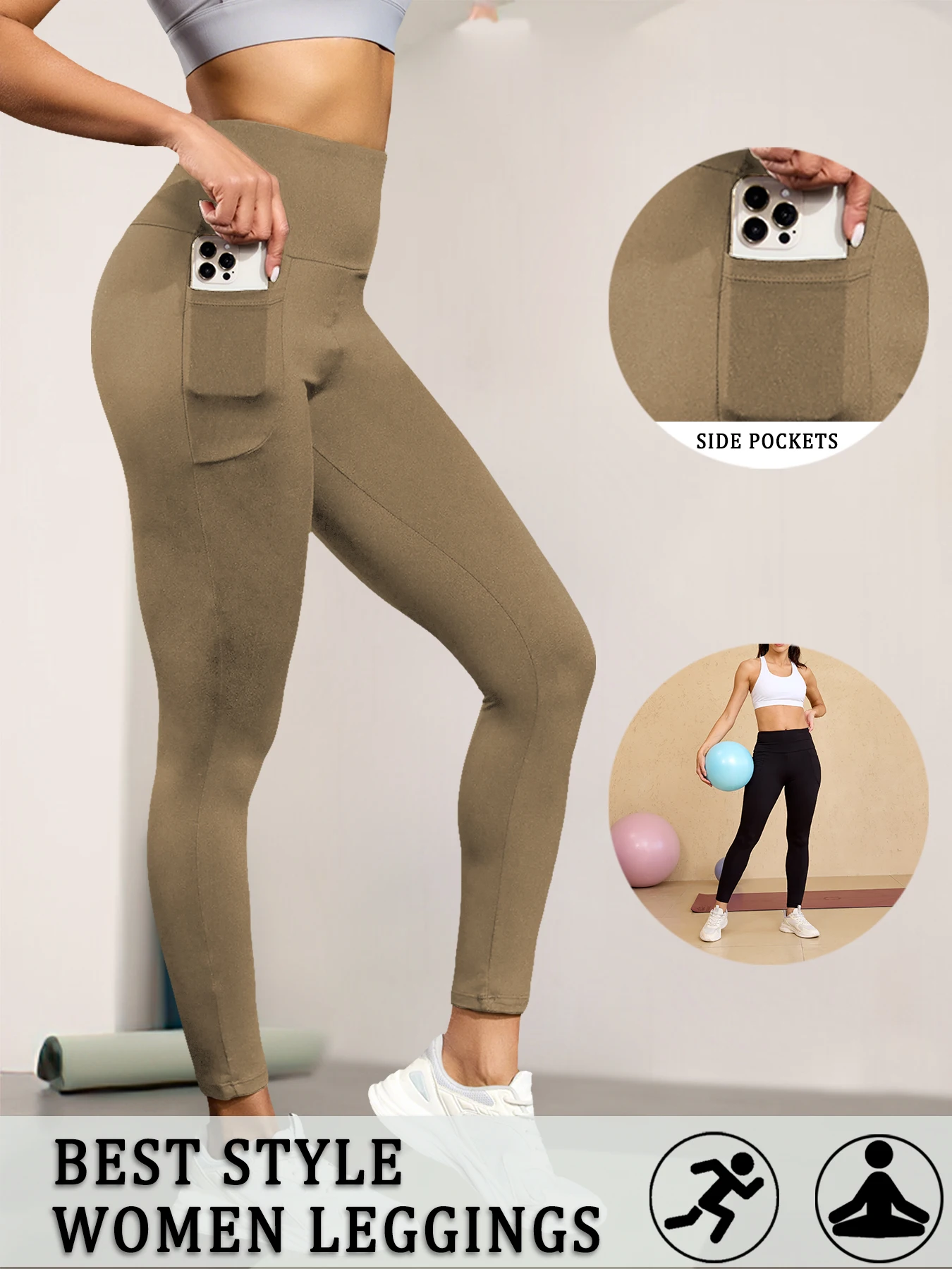 

Super Soft High Waisted Leggings with Pockets - Women's Tummy Control Yoga Pants for Workout and Casual Life